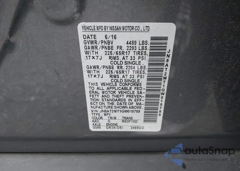 2016 Nissan Rogue S from USA, damaged, VIN JN8AT2MT1GW015789